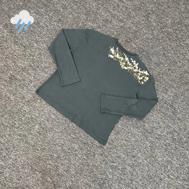 Embroidered Longsleeve 'Blossom' Grey