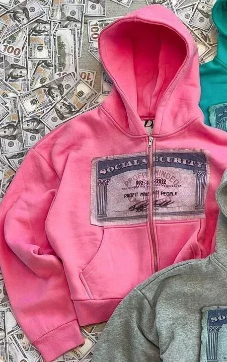 Graphic Zip Up 'Money'