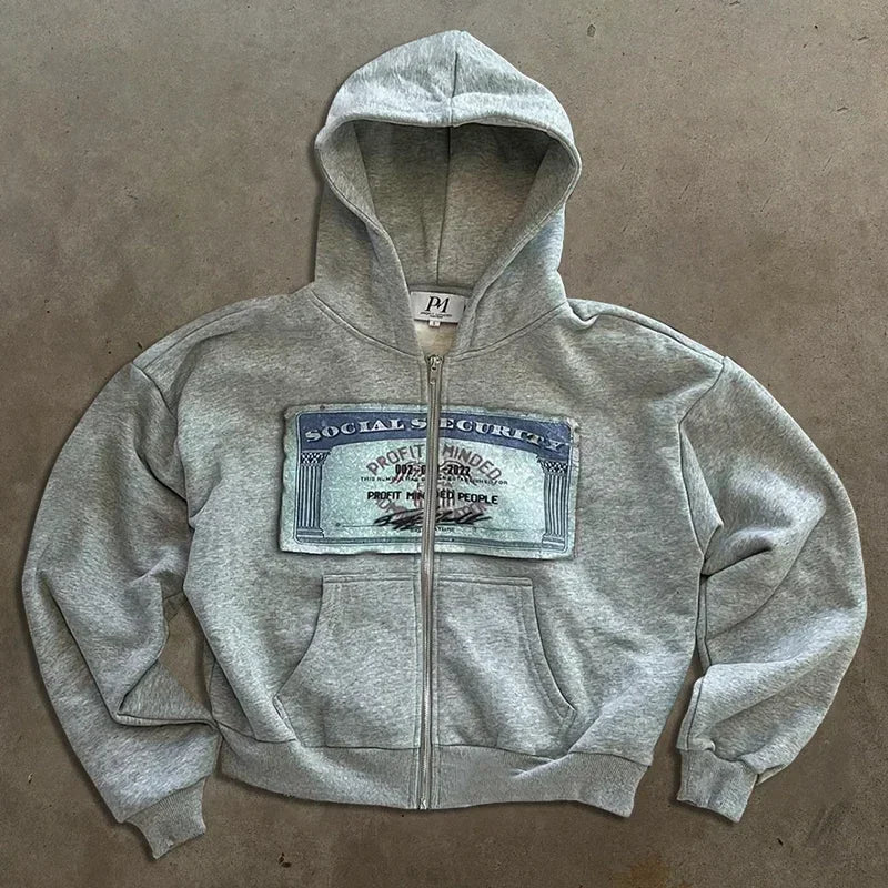 Graphic Zip Up 'Money'