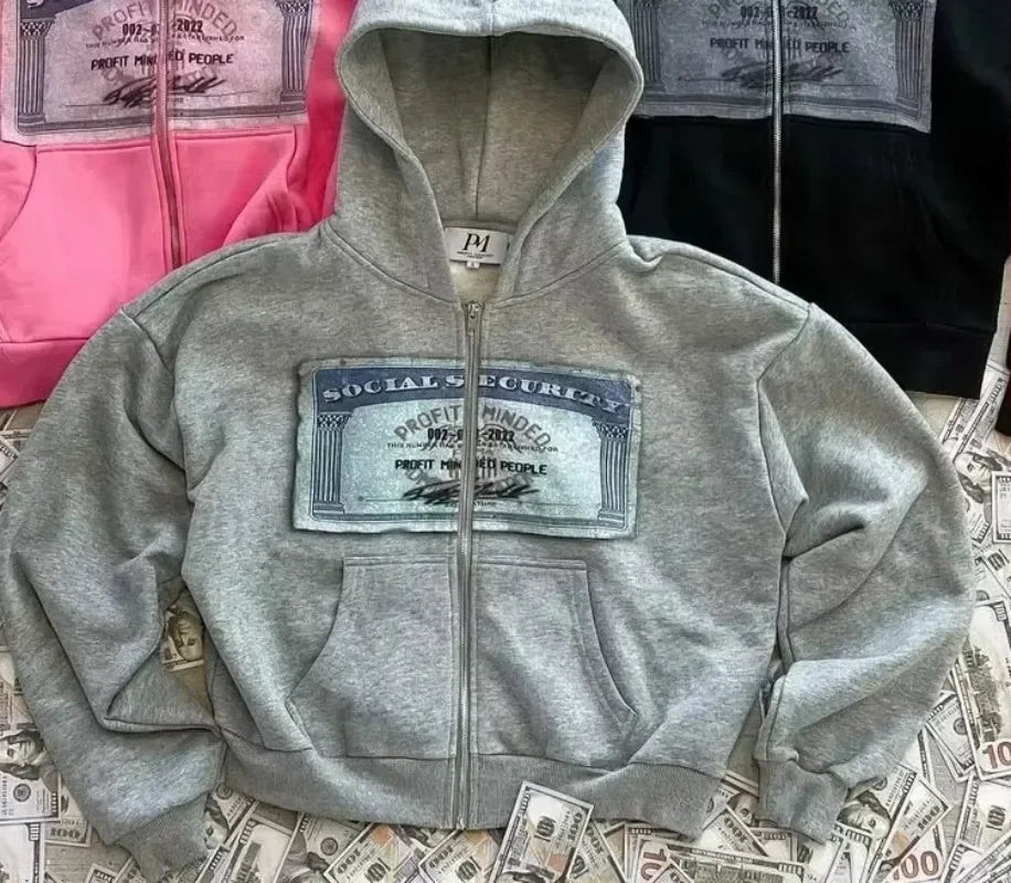 Graphic Zip Up 'Money'