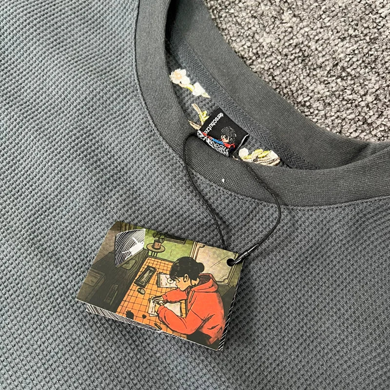 Embroidered Longsleeve 'Blossom' Grey