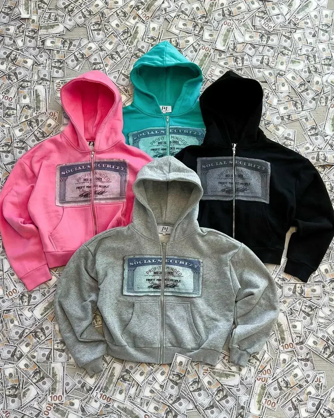 Graphic Zip Up 'Money'