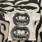 Graphic Cropped Tee 'Teeth'