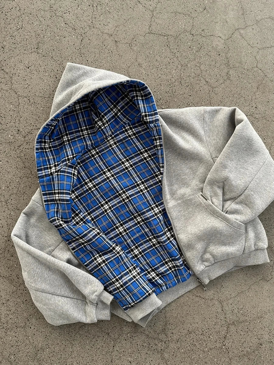 Reversible checker Hoodie