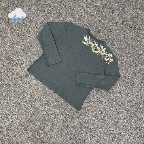 Embroidered Longsleeve 'Blossom' Grey