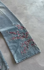 Fallen Blossom Knight Embroidered Jeans