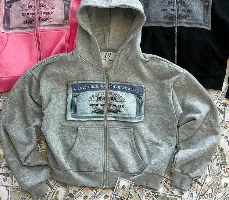 Graphic Zip Up 'Money'