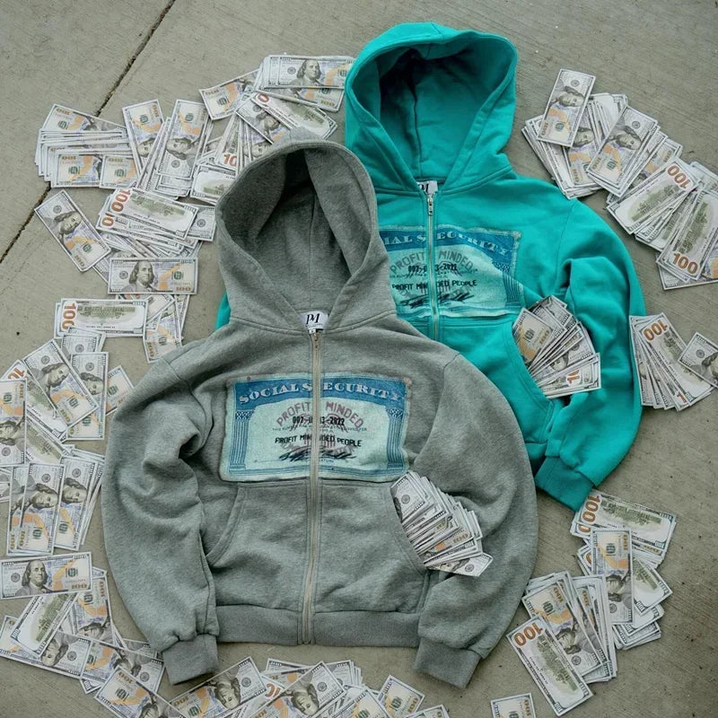 Graphic Zip Up 'Money'