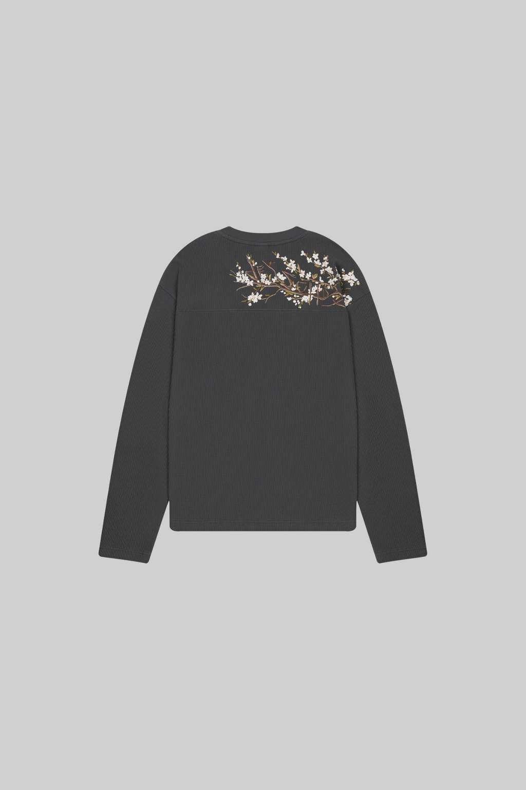 Embroidered Waffle Longsleeve 'Blossom' Grey
