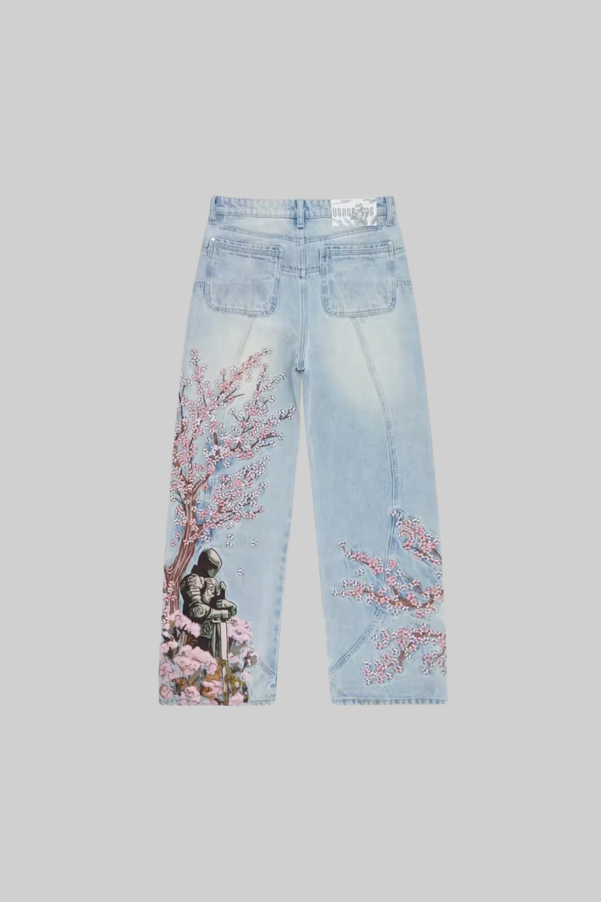 Fallen Blossom Knight Embroidered Jeans