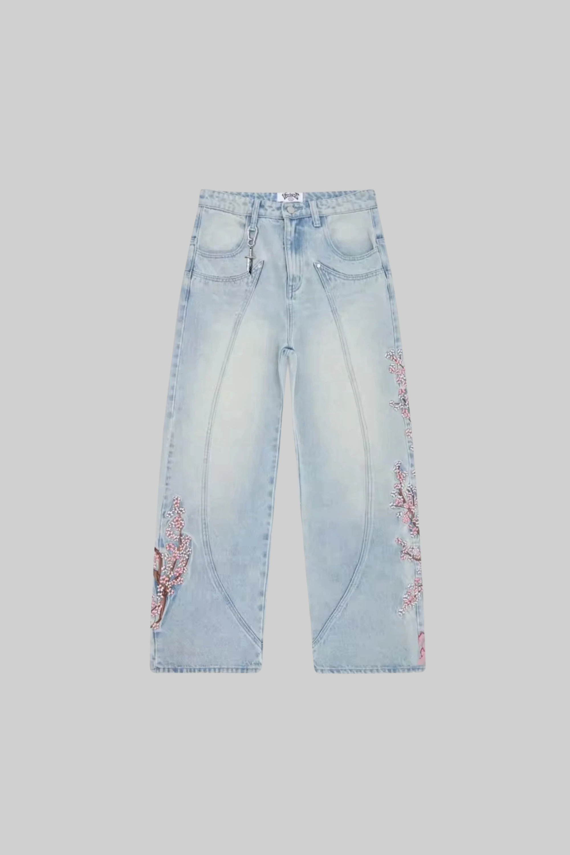Fallen Blossom Knight Embroidered Jeans